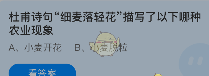 杜甫诗句细麦落轻花描写了以下哪种农业现象