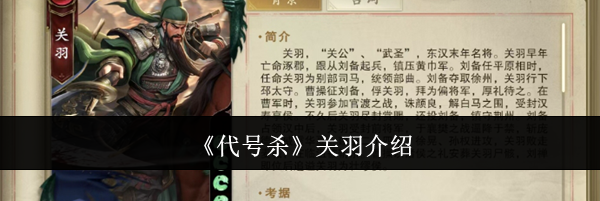 《代号杀》关羽介绍