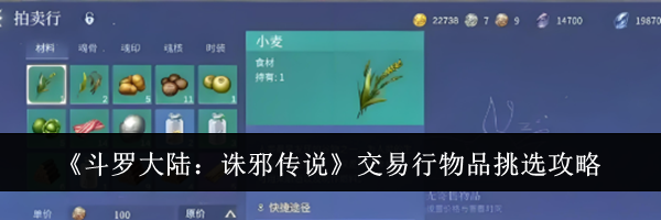 《斗罗大陆:诛邪传说》交易行物品挑选攻略