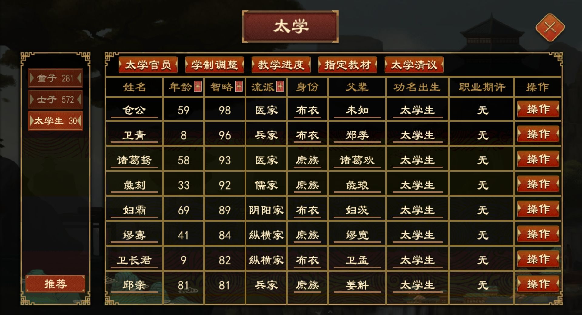 《大周列国志》太学系统功能介绍