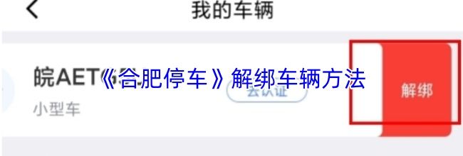 《合肥停车》解绑车辆方法