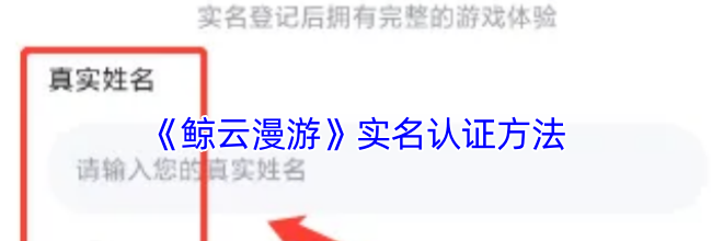 《鲸云漫游》实名认证方法