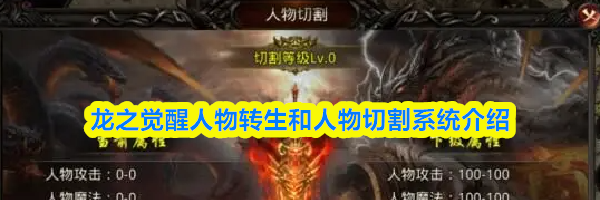 龙之觉醒人物转生和人物切割系统介绍