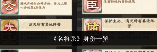 《名将杀》身份一览