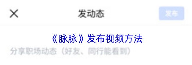 《脉脉》发布视频方法