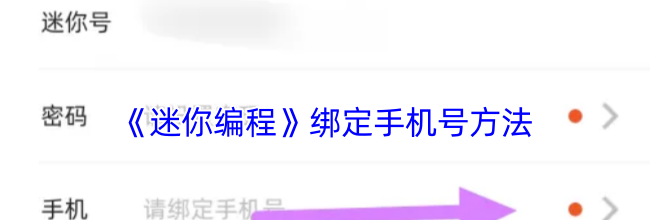 《迷你编程》绑定手机号方法