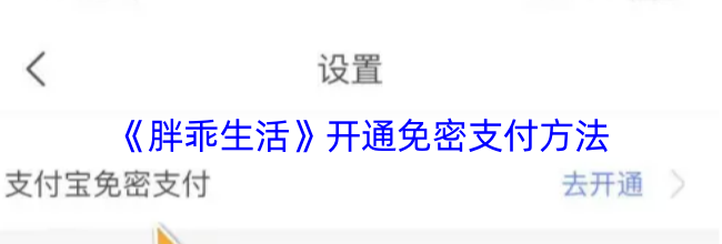 《胖乖生活》开通免密支付方法