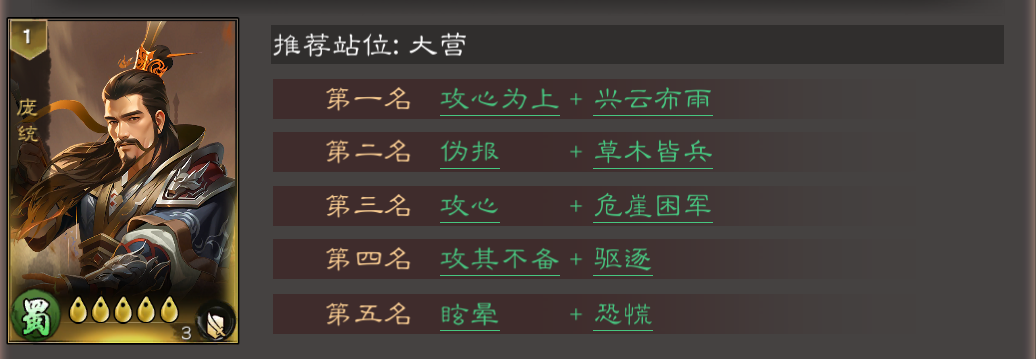 《三国乱世霸王》庞统玩法攻略