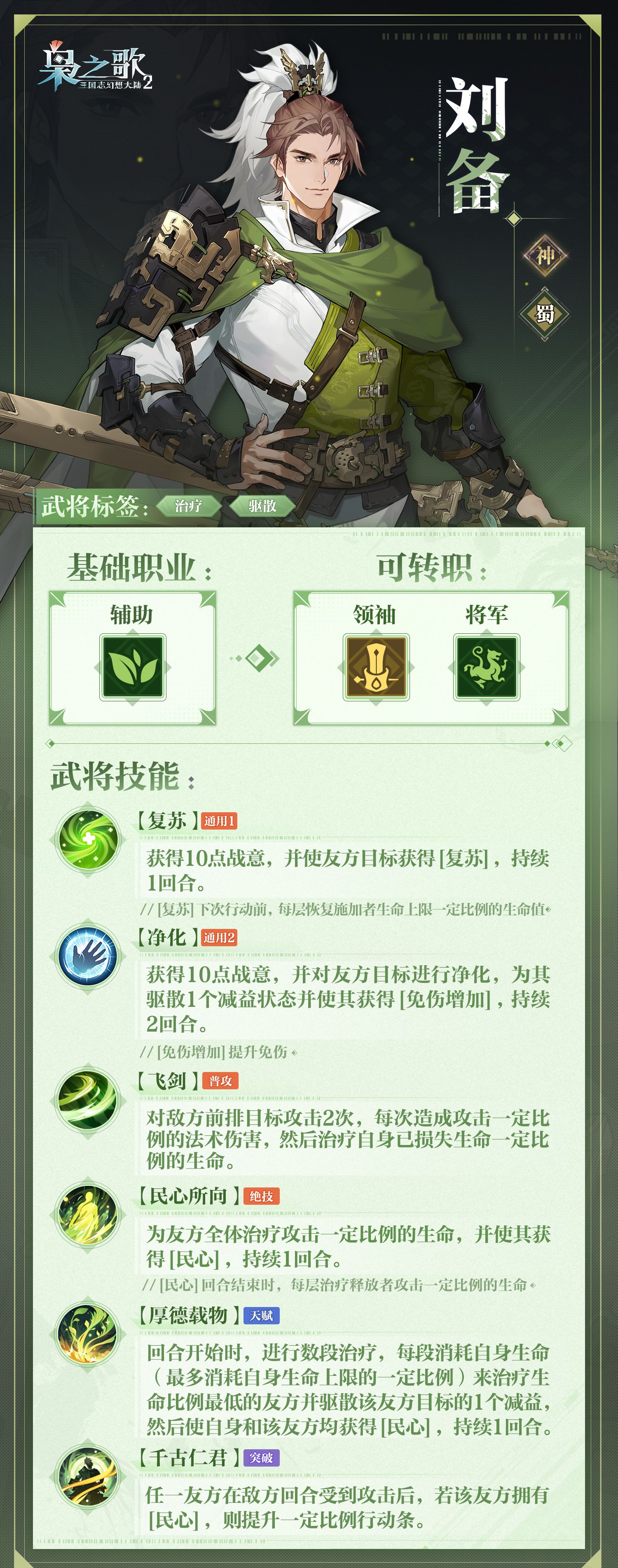 《三国志幻想大陆2：枭之歌》刘备角色介绍