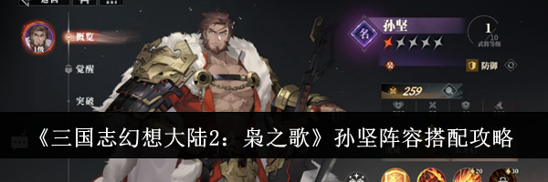 《三国志幻想大陆2：枭之歌》孙坚阵容搭配攻略