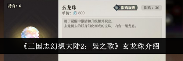 《三国志幻想大陆2：枭之歌》玄龙珠介绍