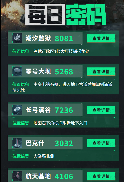 三角洲行动11月19日每日密码及密码房位置汇总