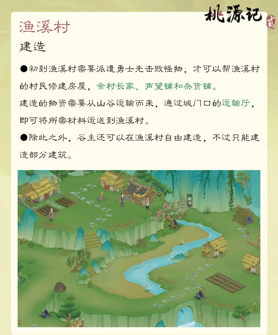 《桃源记2》谷外地图渔溪村玩法介绍