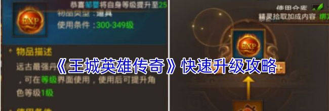 《王城英雄传奇》快速升级攻略