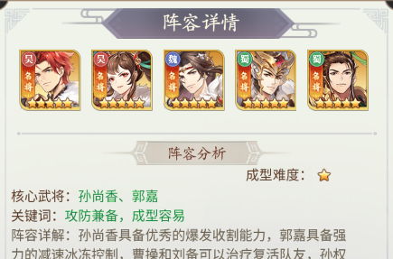 武将无双新手阵容推荐