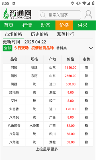 网药通app中药材信息价格查看方法