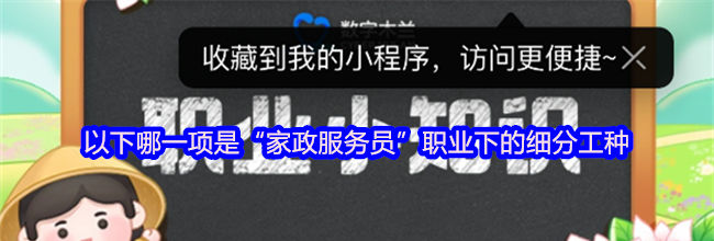 以下哪一项是“家政服务员”职业下的细分工种