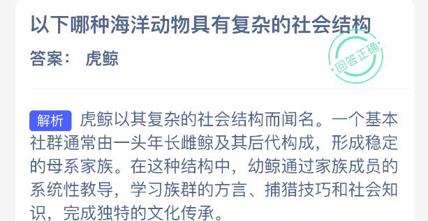 以下哪种海洋动物具有复杂的社会结构