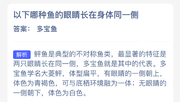 以下哪种鱼的眼睛长在身体同一侧