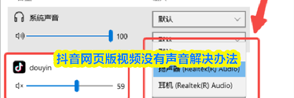 抖音网页版视频没有声音解决办法