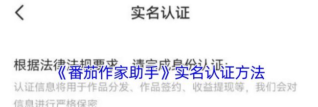 《番茄作家助手》实名认证方法