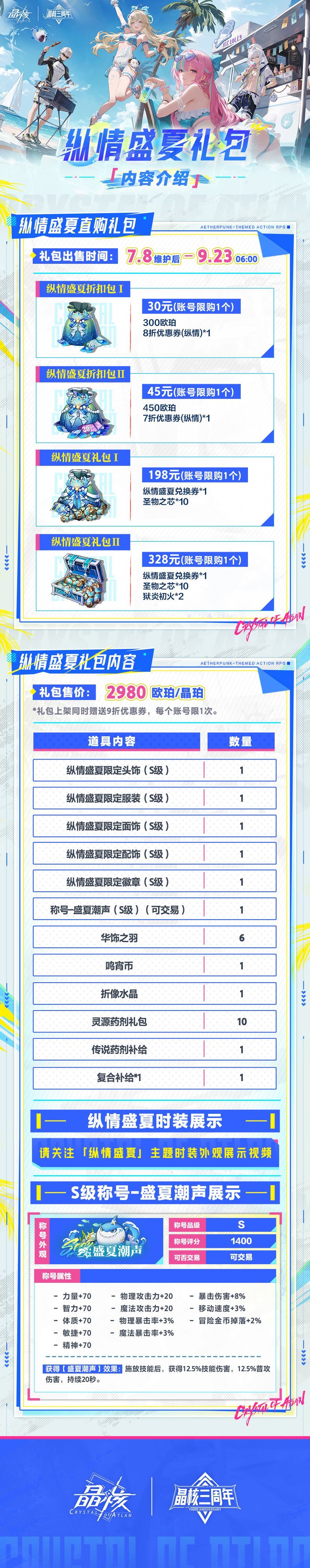 晶核纵情盛夏礼包内容详细介绍