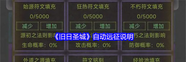 《旧日圣城》自动远征说明
