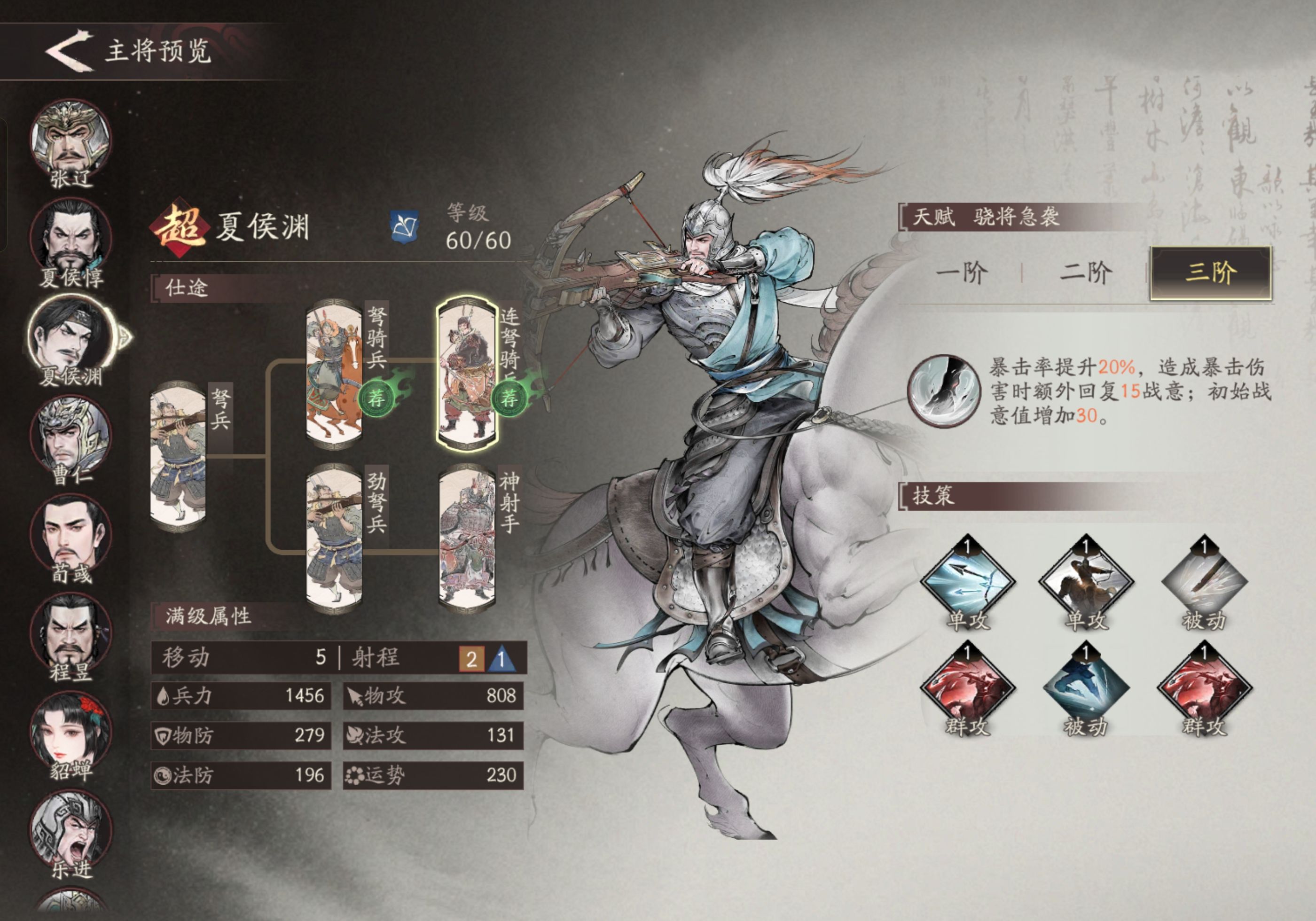 三国望神州夏侯渊培养推荐