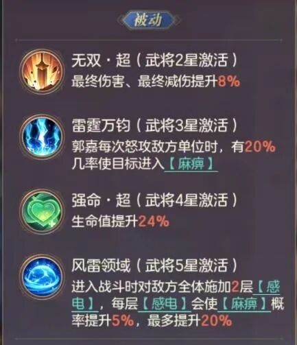 三国志幻想大陆命魂郭嘉技能及阵容搭配