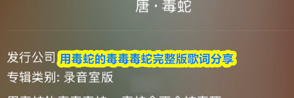 用毒蛇的毒毒毒蛇完整版歌词分享