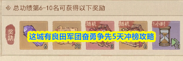 这城有良田军团奋勇争先5天冲榜攻略
